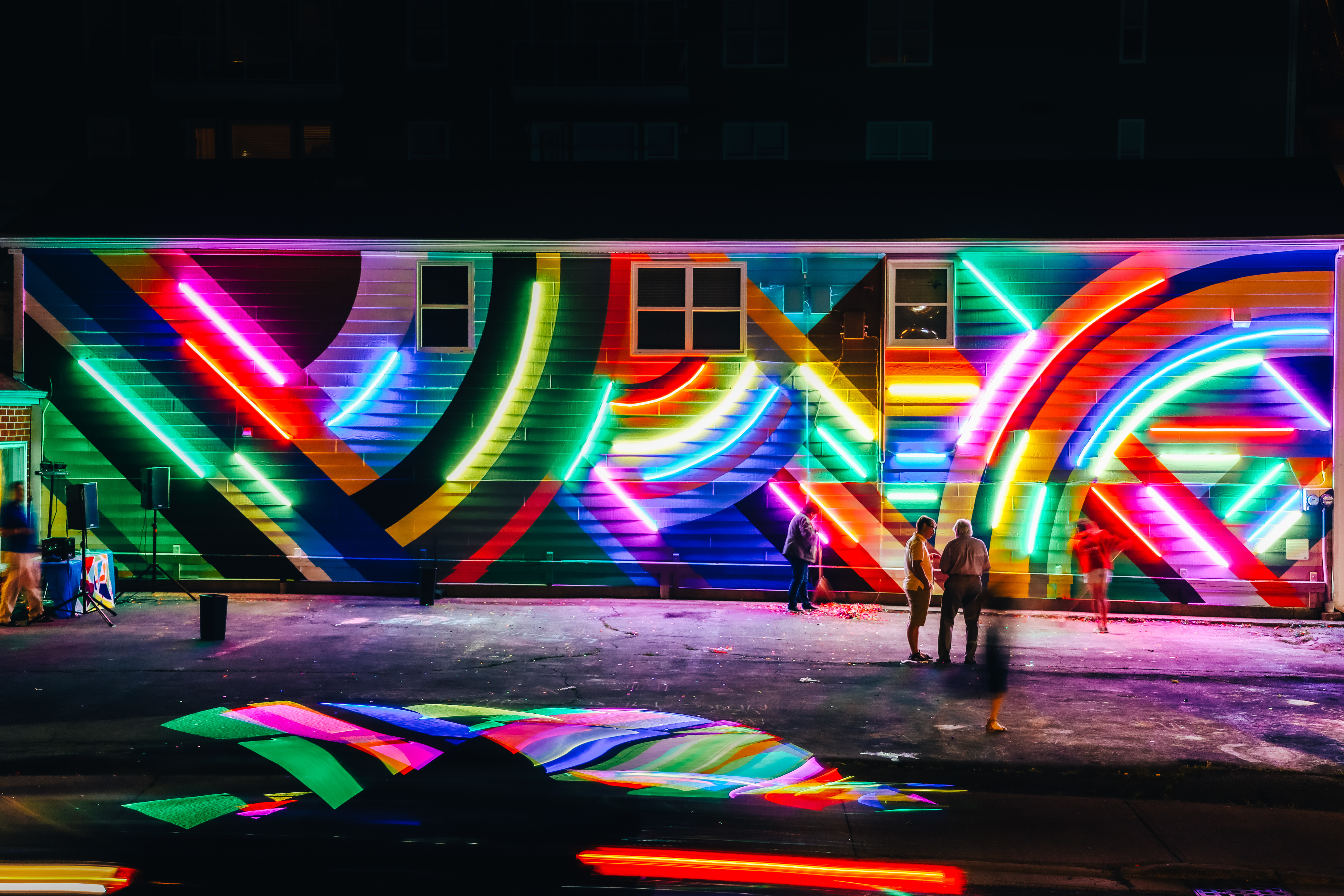 Neon mural full arty night shot